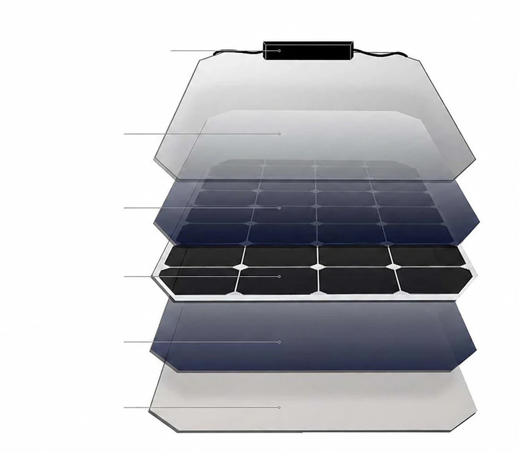 Aufbauschichten eines monokristallinen Solarmoduls