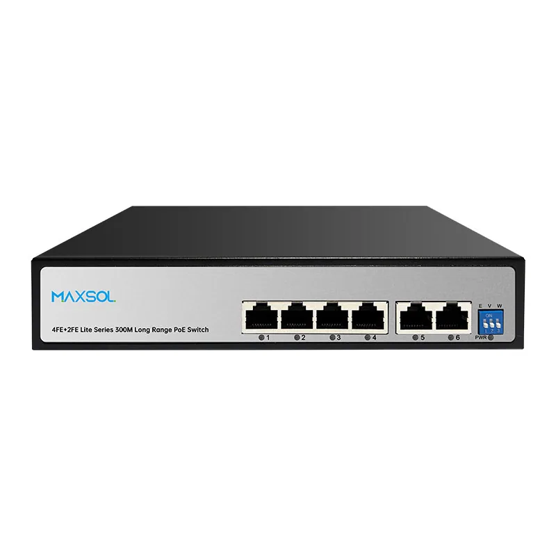 4-Port-AI-PoE-Switch, 60W, große Reichweite, 2 Uplinks
