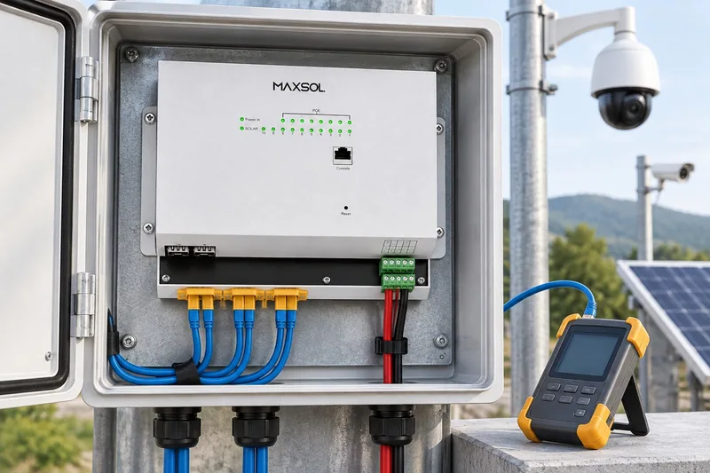Maxsol IOT2802SFG-S Solar-Industrie-PoE-Switch mit Ethernet- und SFP-Anschlüssen