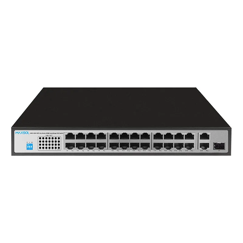 24-Port-Fast-Ethernet-PoE+-Switch mit Gigabit-Uplinks