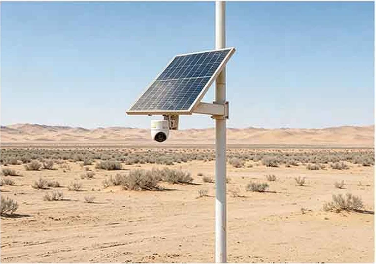 Solares Überwachungssystem in einer Wüstenumgebung