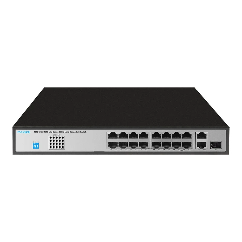 16-Port-Fast-Ethernet-PoE+-Switch mit Gigabit-Uplinks