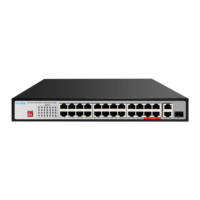 24-Port-HiPoE-Switch, 300 W, Gigabit-Uplink