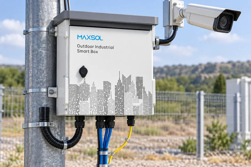 Outdoor-Smart-Box Maxsol SBOX2802SFG-I mit PoE-Ports, SFP-Slots und integriertem UPS-Modul