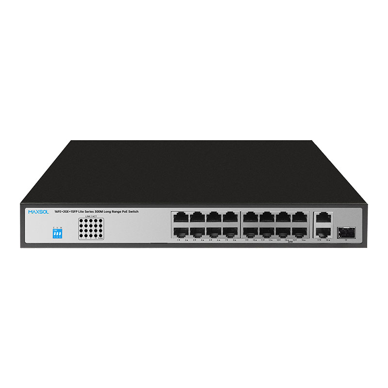 16FE+2GE+1GF Uplink Lite-Serie, PoE-Switch mit 300M Reichweite und 200W